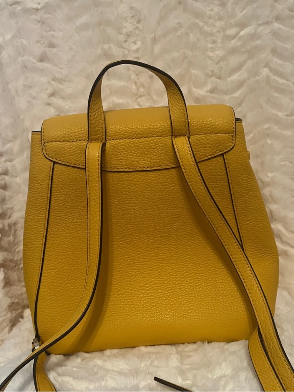 Kate Spade ♠️ Mustard Yellow Pebbled Leather Backpack